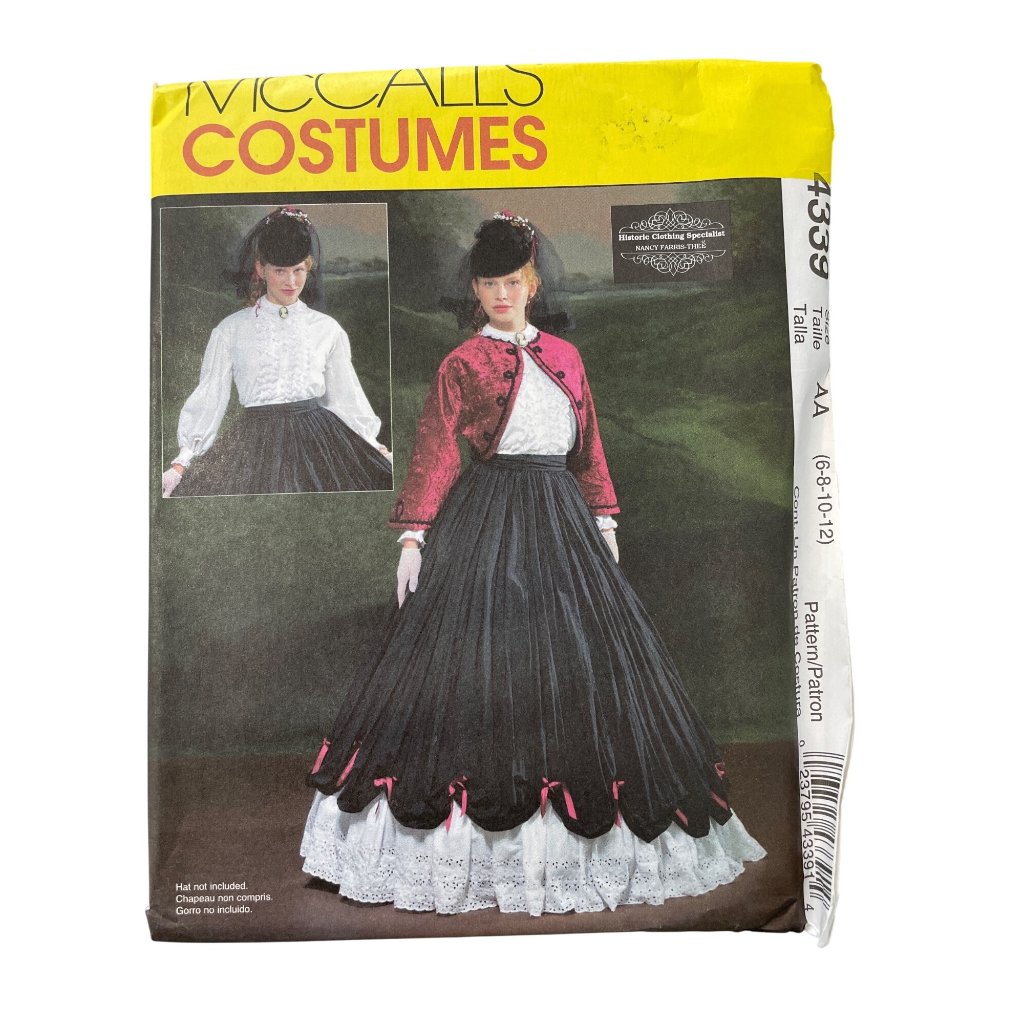 Mccalls M4339 Costumes Sewing Pattern Size 681012 Civil War Era Attire Uncut